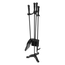 VEVOR Kaminbesteck-Set 4-tlg dreizackiger St&auml;nder Schaufel B&uuml;rste Sch&uuml;rhaken