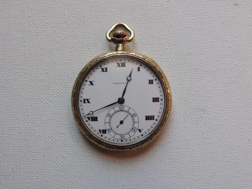Hamilton 910 Antique Pocket Watch 25yr Gold Filled Case - 17 Jewel 17J - Working