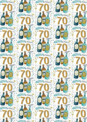 2 Blatt 70. Geburtstag Bierflaschen Geschenkpapier Alter 70 Pint Prost Geschenkpapier
