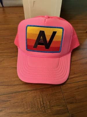 Aviator Nation Neon Pink Logo Patch Rainbow Trucker Hat Mesh Snap Back
