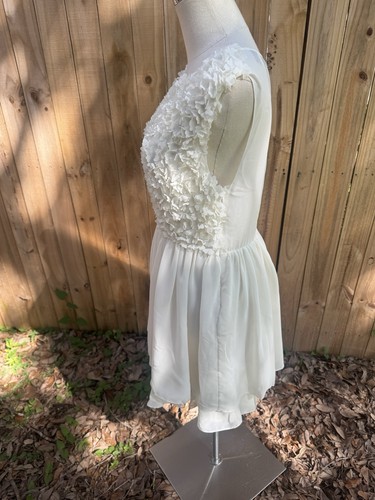 Ted Baker Cream Floral Chiffon Mini Fit & Flare Dress Sz 2 Sleeveless Romantic - Picture 11 of 19