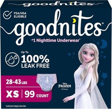 Goodnites Girls' Nighttime Bedwetting Underwear Size X-Small 28-43 lbs 99 Ct