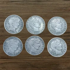 Barber Half Dollar Lots of 5 Mixed 1894-1907 US Coin