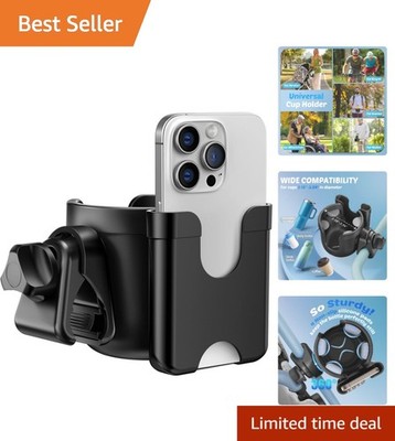 Universal Stroller & Walker Cup Holder with Phone Holder - Easy Install Design