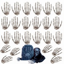 24 Pcs Halloween Skeleton Hands Bulk Plastic Fake Human Hands