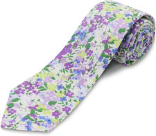 Cotton Floral Ties for Men 2.76" Men's Skinny Tie Linen Flower Printed Neck Tie