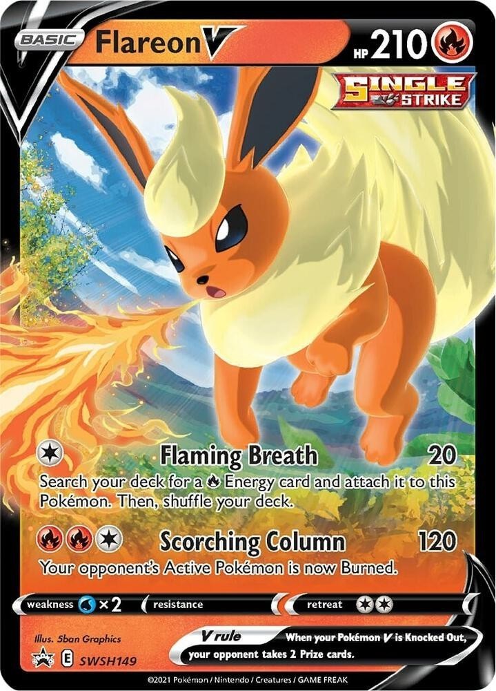 Pokemon Card Sword & Shield Promo Flareon V SWSH149 Promo Holo