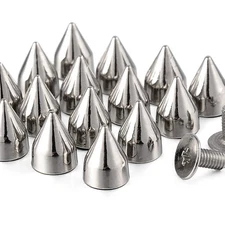 100 Sets 9MM Silver Spikes and Studs Metal Bullet Cone Spikes Screw Back Leat...