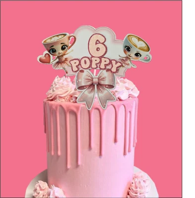 CAKES & TOPPERS Ballerina cappuccina cake topper custom any name any age, glitter card