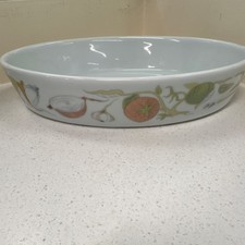 Vintage Pillivuyt France Oval Porcelain Serving Bowl Vegetable Pattern 12in