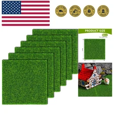 Versatile 6 Pack Artificial Craft Grass 6x6 Inches for DIY and Dollhouse Decor