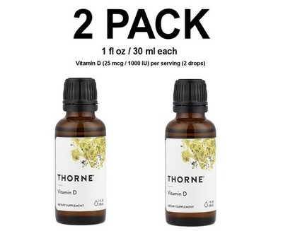 Vitamin D Liquid, 2 PACK, 1 fl oz (30 ml), 1000 IU / 25 mcg per serving 2 drops