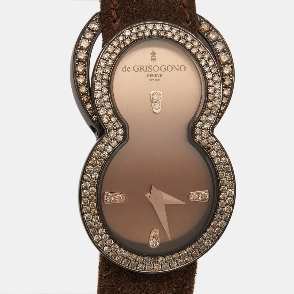 De Grisogono Brown PVD Coated18K Rose Gold Leather Be Eight S05 Women's - Image 2 of 4