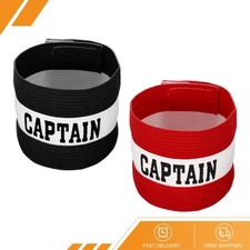 2 Set Captain's Armband Elastic Arm Band for Soccer Team Training Black Red