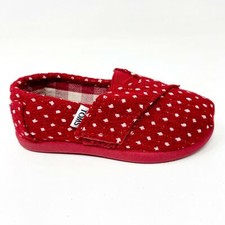 Toms Classics Red Dot Tiny Toddler Slip On Casual Canvas Flat Shoes