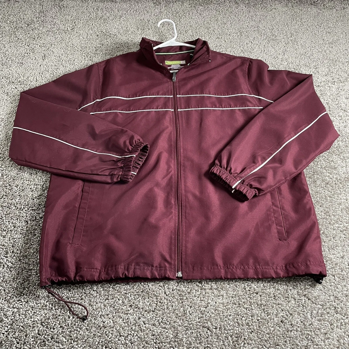 TEK GEAR Jacket Men's Medium Maroon Full Zip Mock Neck Active Coat