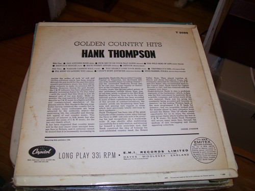 HANK THOMPSON & HIS BRAZO VALLEY BOYS GOLDEN COUNTRY HITS-LP-NM-BLACK CAPITOL - Picture 2 of 2