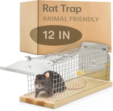 Humane Rat Trap - Large 12" - Metal & FSC® Wood - Animal-Friendly & Reusable - R