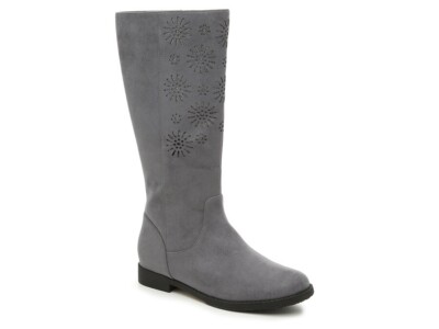 Kenneth Cole Kennedy Chop Girls Gray Suede Tall Knee High Full Zip Boots Sz 2