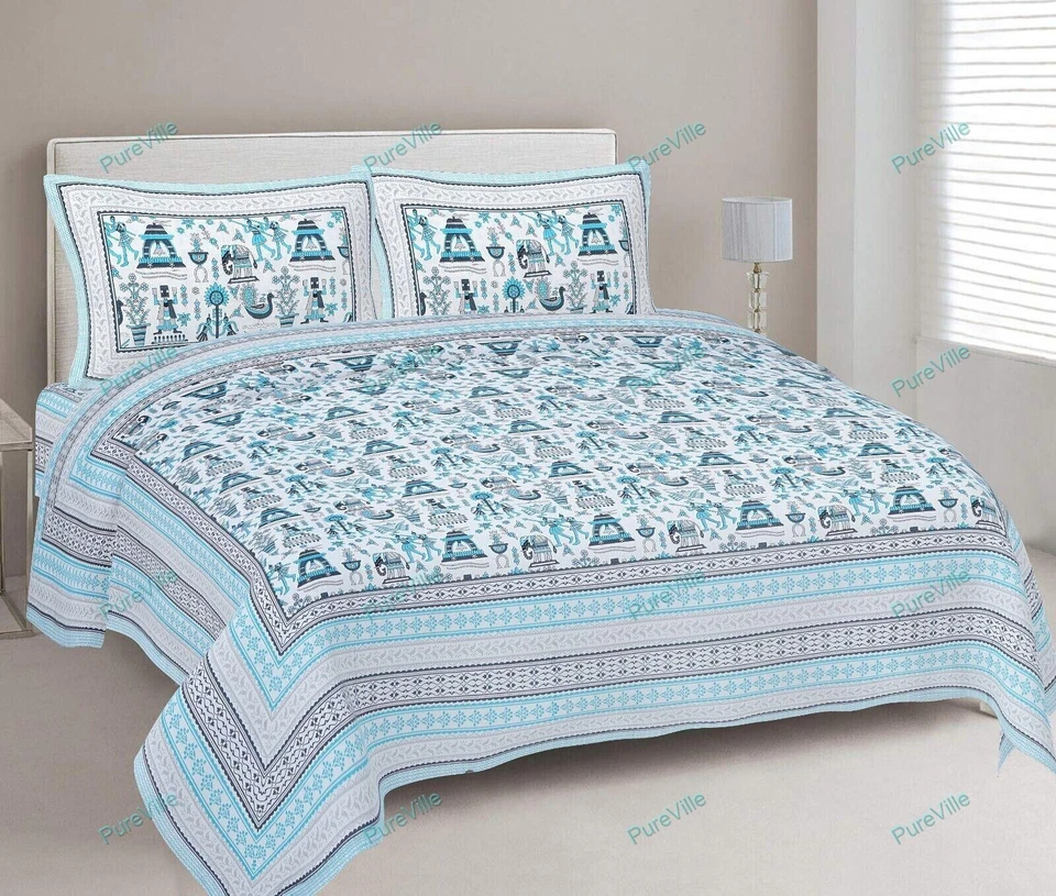 Funda de Almohada King Size 2 Estampado Animal-Multicolor, Sábana Santa Serigrafía Impresión a Mano Ja Foto 4 de 4