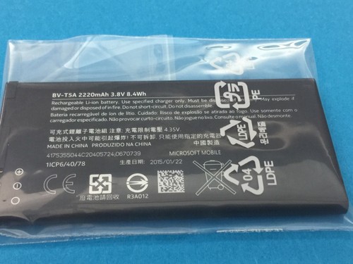 ORIGINAL BATTERY MICROSOFT BV-T5A BL-T5A 2220mAh 8,4Wh NOKIA LUMIA DUAL SIM OEM - Photo 5 sur 6