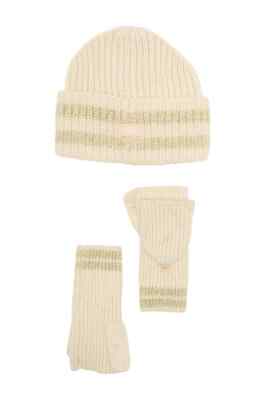 UGG hat and flip mitten set Gloves Color IVORY METALLIC  display picture 2