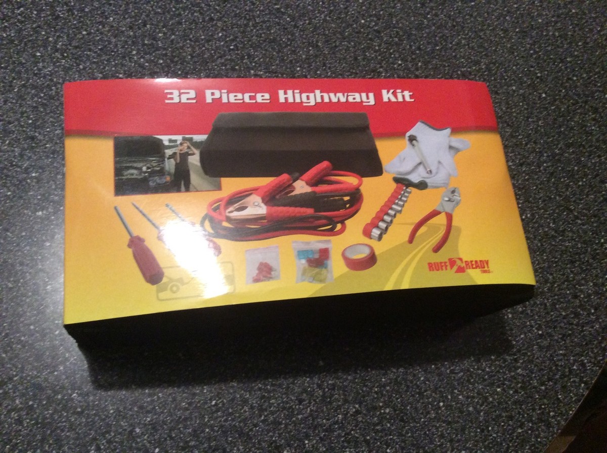 RUFF READY 32 PC HIGHWAY KIT - (JUMPER CABLES, GLOVES