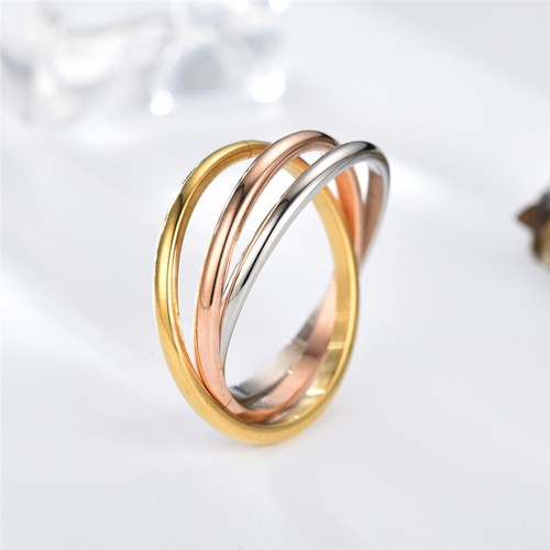 Anillo Trinidad Rodante Ruso Acero Titanio Chapado Moda Nuevo Anillo Talla 5-13 - Imagen 18 de 24