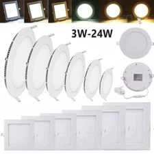 Recessed LED Panel Lights Lighting 6W 9W 12W 15W 18W 24W Ceiling Lamps Fixtures