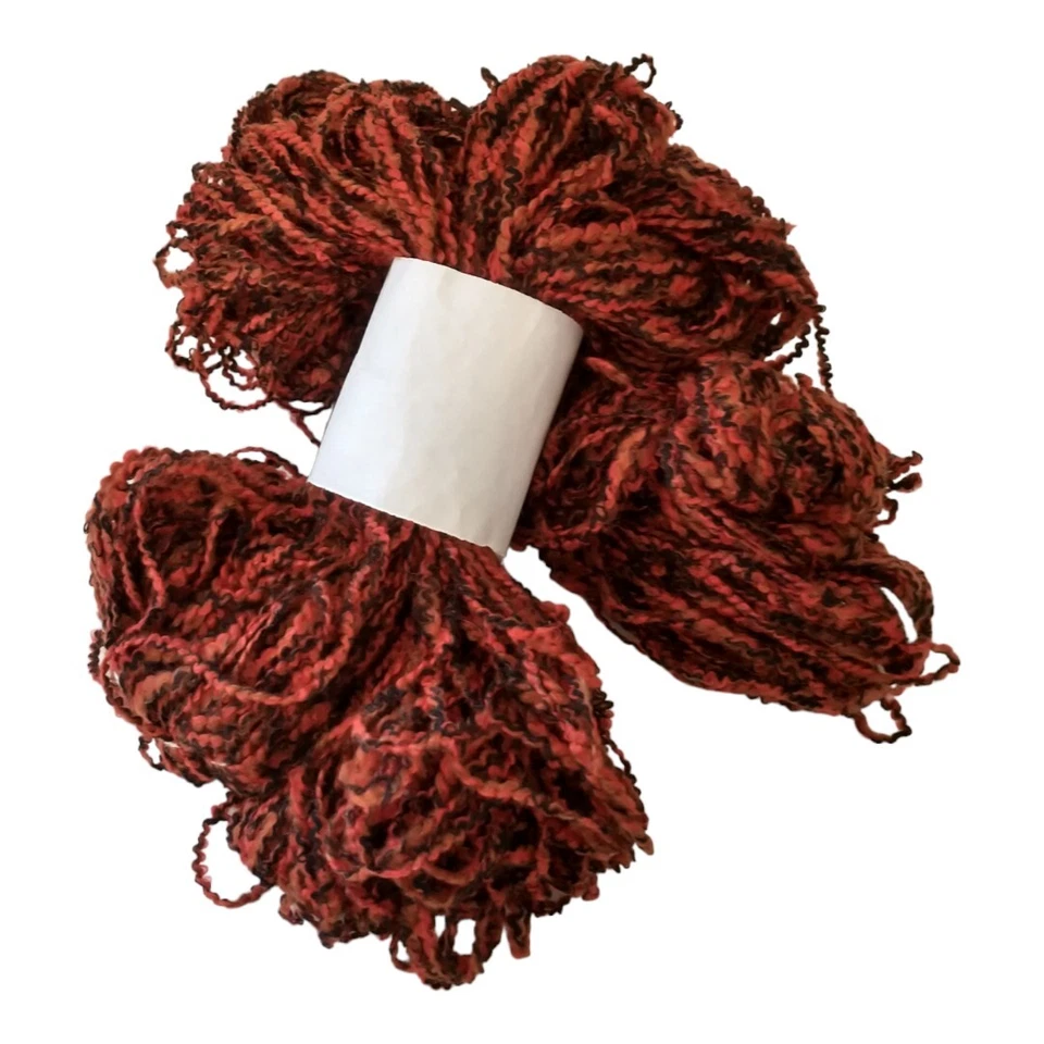 2 madejas de hilo de soplo y cosas Boucle 320 yardas NEWTON FRANCE lana roja acrílico rayón Foto 4 de 4