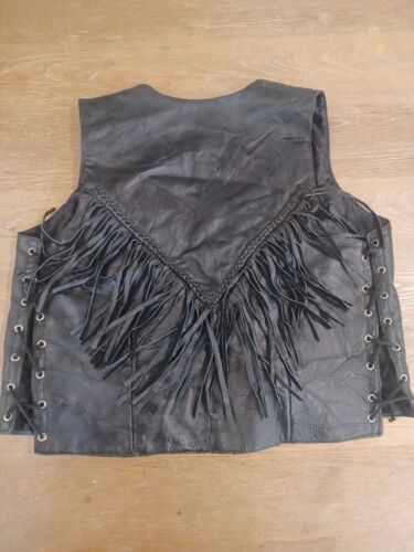 Italian Stone Genuine Leather Vest with tasles Uni Size XL - Picture 6 of 8