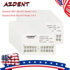 AZDENT Dental Orthodontic Brackets Metal Braces Standard MBT Roth 022 Hooks 345