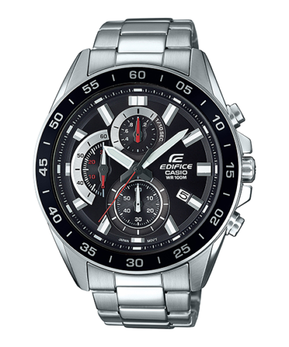 Casio EDIFICE Stainless Steel Band 100M Water Resistant Black Bezel  EFV-550D-1A