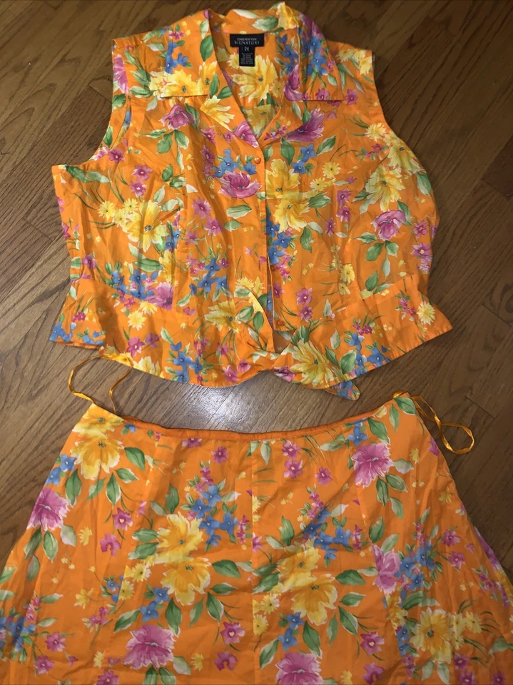 Jone New York Signature Hawaiian Skirt Floral NWOT LINED TWO PIECE 2X ❤️tb11j8 - Image 3 of 4