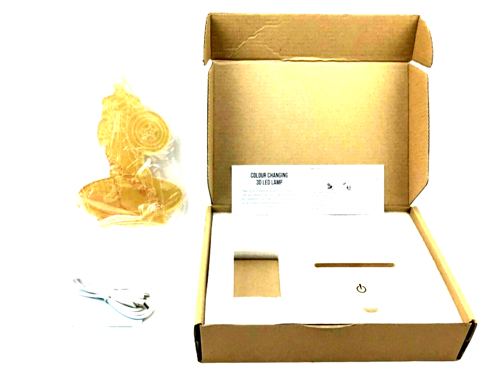 Captain America 3D LED Table Desk Lamp 7 Colour Night Light Touch Sensitive New