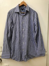 Banana Republic Men Dress Shirt Sz16 16.5 Large Blue Gray Slim Fit Button Down