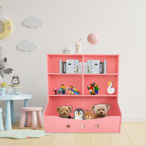 Light Pink PVC Kids' Storage Organizer 3-tier Home Organization Toy Bookcase