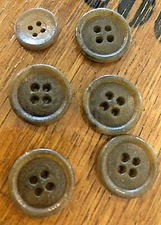 Vintage .6" Brown 4 Hole Buttons Bakelite Molded Plastic Lot of 5