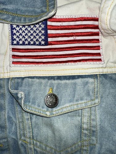 Vintage Jonathan Stone Original Denim Jean Jacket Youth Size 6 90s Flag USA - Picture 2 of 9
