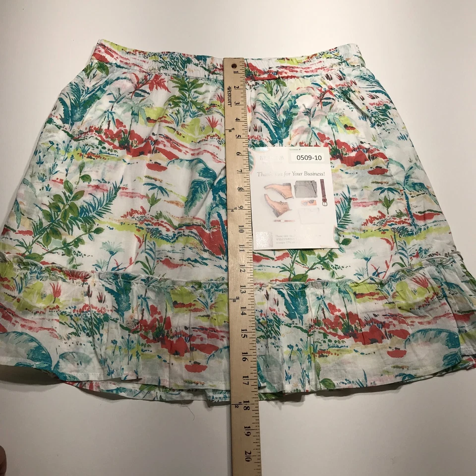 Sigrid Olsen Mini Falda Línea A Tropical Hawaiana Playa Verano Algodón Talla Mediana Foto 4 de 4