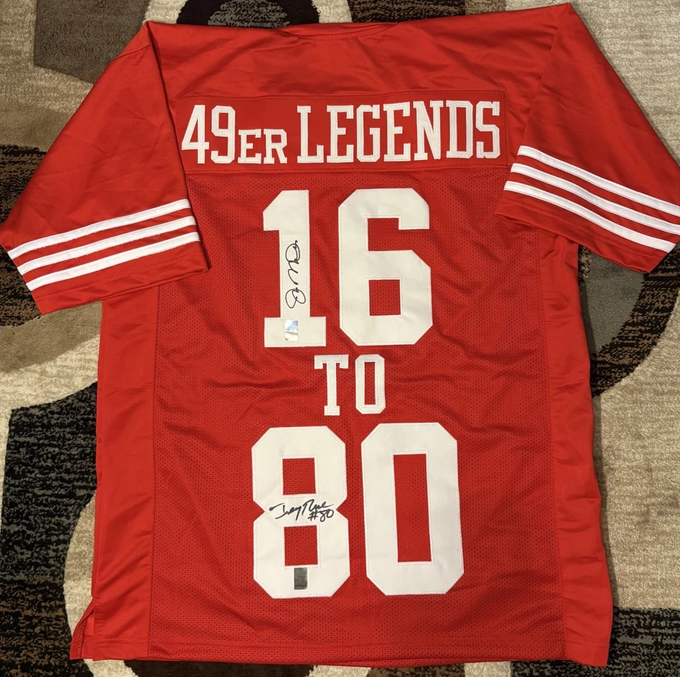 Jersey doble autógrafo Joe Montana Jerry Rice San Francisco 49ers Legends Holo🔥 Foto 2 de 4