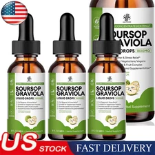 1-3x Soursop Graviola Extract Liquid Drop Immune Digestive Support Antioxidant