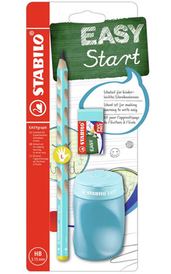 Schul-Set für Linkshänder - STABILO EASYgraph in blau - inklusive Spitzer