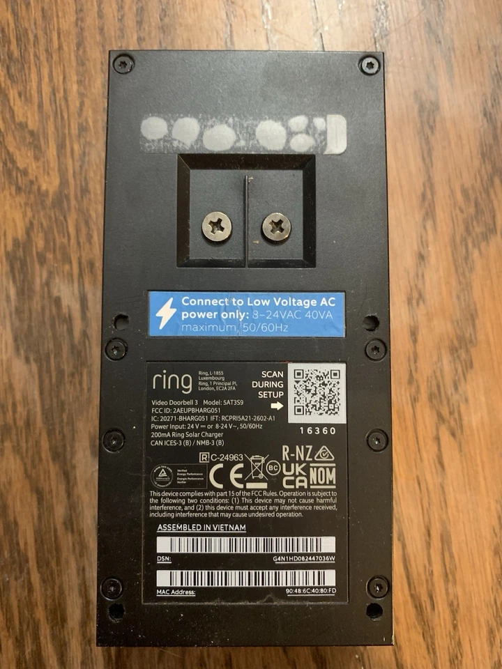 Timbre video exterior inalámbrico Ring con batería - solo piezas Foto 2 de 3