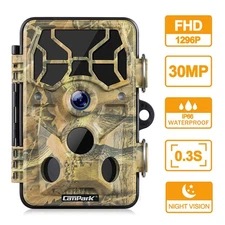 Campark Trail Camera WiFi 30MP 1296P Wildlife Hunting Game Cam IR Night Vision