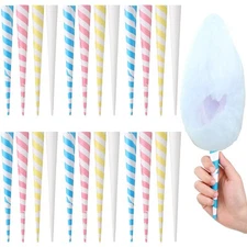 Cotton Candy Cones Striped White Cotton Candy Sticks Paper Cotton Candy Floss...