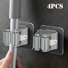 4x Mop Broom Holder Self Adhesive Mop Grip Holders Wall Mounted Broom Hanger UK