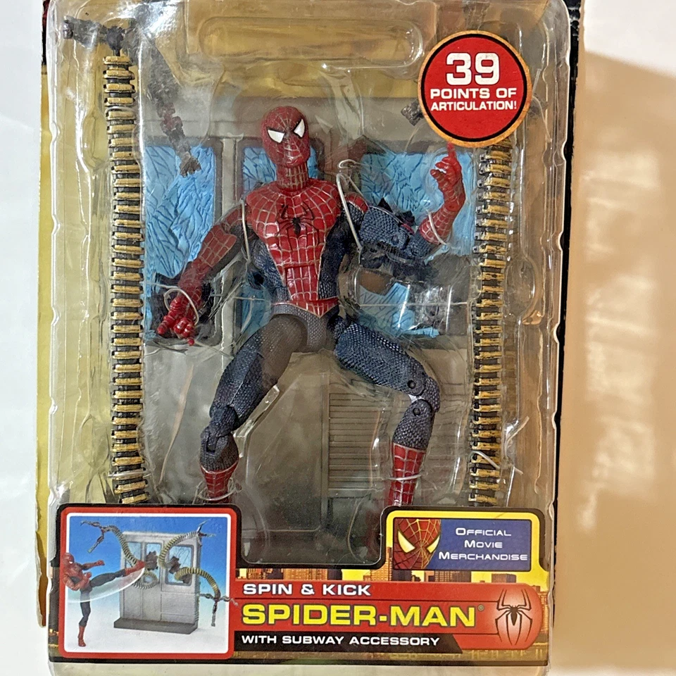 Spider-Man 2 Película Toy Biz 2004 Spin & Kick Figura Toby Maguire Nuevo en Caja Foto 2 de 4