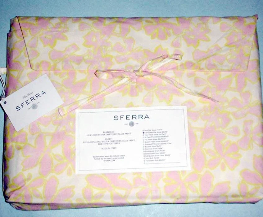 Sferra Prato F/ Queen Sábana Plana Rosa Amarillo Claveles Algodón Percal Italia NUEVO Foto 2 de 4