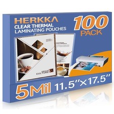 100 Pack Laminating Sheets, Hold 11 x 17 Inch Sheet, 5 Mil Clear Thermal Lami...